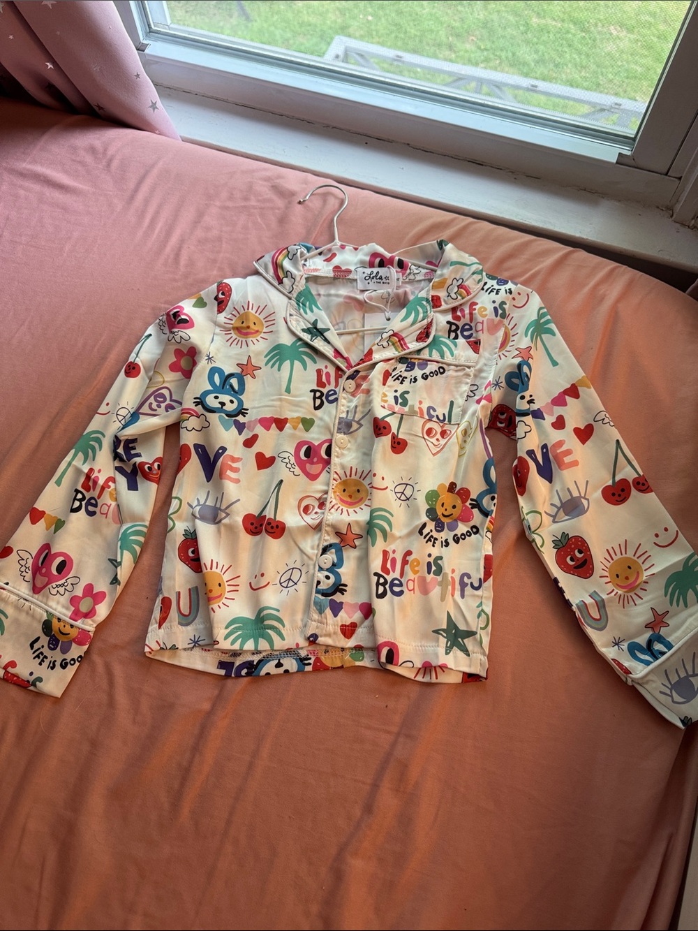 lola Kids White Multicolor Graphic Swim Coverup